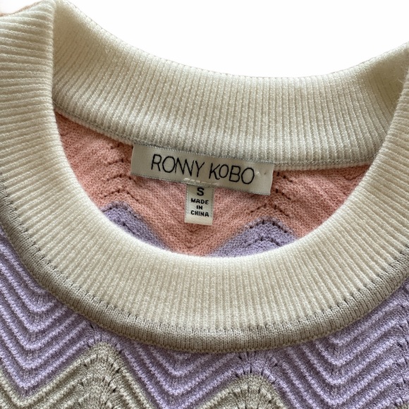 RONNY KOBO Jada Chevron Pastel Knit Sweater Small - Picture 5 of 13